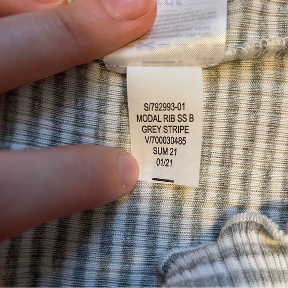 NWT GAP Ribbed Modal Pajama Top - Gray and White Stripe - Picture 8 of 8